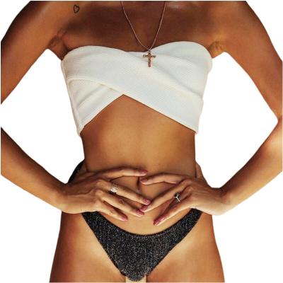 China Women Designer Two Piece Swimwear Set Bandeau Triangle Bathing Suit Sexy Ribbed Beachwear Custom Made Antibacterial Bikini Set for sale