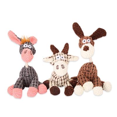 China Wholesale Stocked Pet Products Donkey Dog Toys Train Plush Chew Toy With Rope for sale