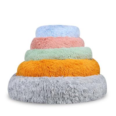 China Hot Sale Pet Washable Active Plush Pet Bed Small Pets Bed Donut Stored Calming Furniture for sale