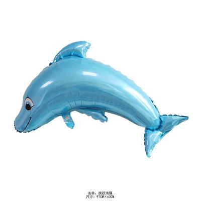 China Colorful inflatable character giant balloon 97*63cm aluminum foil decoration hotsale Amazon gift/hotsale toy blue sea fish dolphin cartoon sea fish balloons for sale