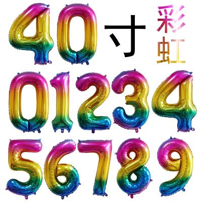 China Brithday /WeddingParty Decor/Gradient Number Foil Balloon New Arrival Big Size 40 Inch Size Colorful Helium Globos De Numero For Party Decoration for sale