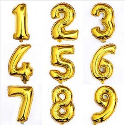 China Brithday /WeddingParty Decor/Gifts Wholesale 16inch Globos Number Shaped Balloons 16inch Foil Balloon Number Gold Number Balloons for sale