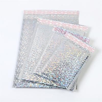 China Waterproof/Tearproof/Super Glue/Non-Toxic/Lightweight Express Plastic Holographic Laser Packing Envelope Bubble Bag Instant Shipping Bubble Bag for sale