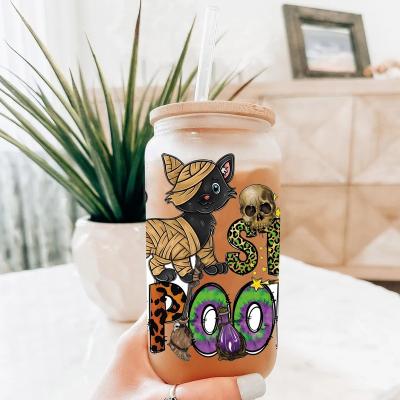 China Good Selling UV Tumbler Waterproof Logo Customized Mug Wraps DTF Libbey Halloween Wraps Custom UV DTF Transfers 16oz for sale