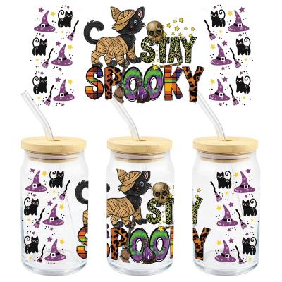 China 16 oz Waterproof UV DFT Mug Wraps Transfers Halloween Design UVDTF Mugs Label for sale