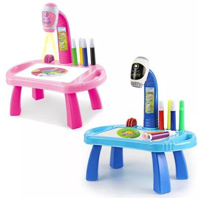 China Plastic Children Led Projector Art Drawing Table Toys Arts and Projection Toy Kids Painting Board Crafts Educational Study Desk for sale