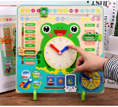 China Multifunctional Cognitive Toy Learning Time Toy Preschool Children Cognitive Board Clock Season Week Month for sale