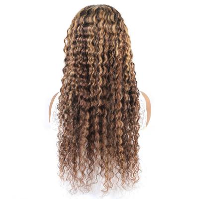 China Hd Silky Straight Curly Frontal Highlight Bob Lace Front Wigs 4*4 Honey Blonde Ombre Brazilian Brown Color Deep Water Wave Hair Wig for sale