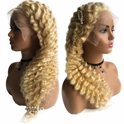 China Brown Honey Blonde Color HD Curly 13x4 13x6 Lace Front Human Hair Wigs For Women Deep Wave Ombre Wigs for sale