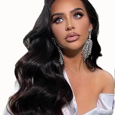 China Raw Seller Full Hair Virgin Hair 13*6 HD Sheer Transparent Swiss Lace Up Peruvian Virgin Hair Baby Hair Body Wave Wig for sale