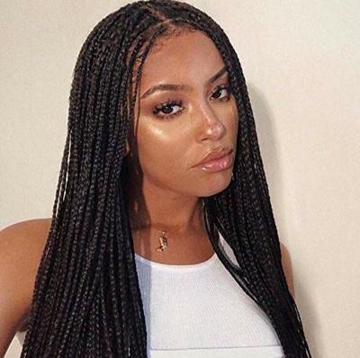 China Knotless Box Braids13x6 Wave Silky Straight Synthetic Hair Wigs Lace Up Handmade Super Light Black Front Twisted Wig Full Cornrow Wigs for sale