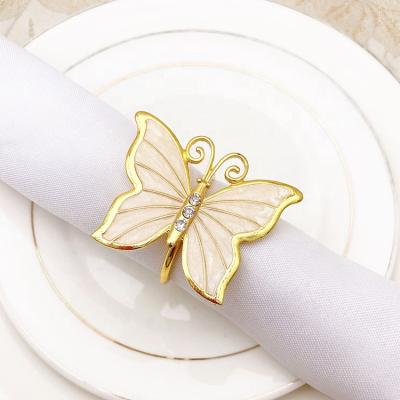 China Sustainable Painting Colors Butterfly Napkin Rings Gold Metal Valentine Napkin Rings For Valentine, Christmas, Weddings Party for sale