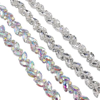 China Flatback Rhinestone Cup Chain Glass Sew On Rhinestone Trim For DIY Costume Decorations for sale