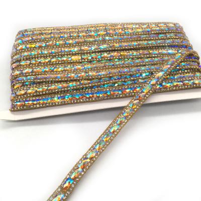 China Bags Hot Fix Transfer Jewelry Glitter String Rhinestone Ribbon Trim For Garment Accessories for sale