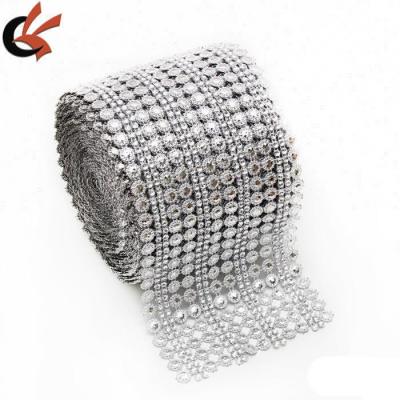 China Wedding Decoration 11.5cmwidth Silver Flower Plastic Mesh Wraps Ribbons For Wedding Decorations for sale