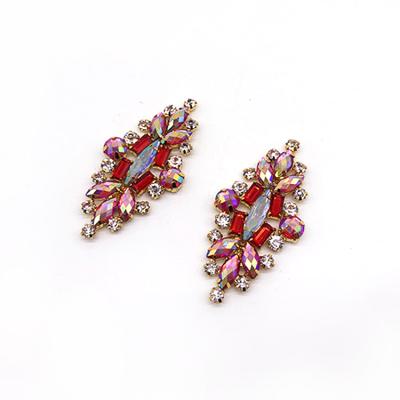 China Colorful Rhinestone Applique Flatback Glue Crystal Embellishments Applique For Sew On Sash Dress Decoration for sale