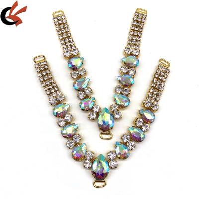 China Handmade Wholesale Gold Plated AB Crystal Rhinestone Shoe Chain For Sandal Glass Decoration for sale