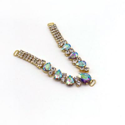 China Chains 2022 V-shaped decoration DIY rhinestone glass shoe chains of slippers, crystal sandals buckle, shoes women sandals chain for sale