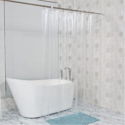 China Sustainable fine quality peva 3D sheer liner with magnet stainless steel buckle waterproof bathroom curtain with hook for sale