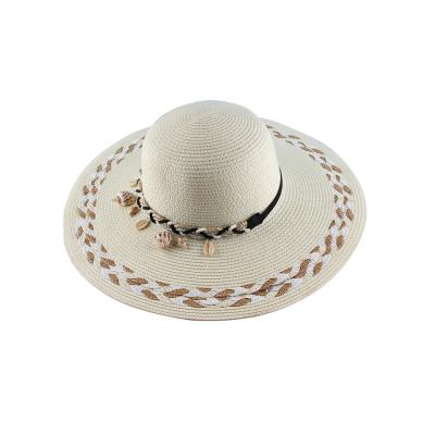 China Korean Striped Conch Flower Braid Sunscreen Straw Hat 2022 New Summer Beach Sunshade Hat for sale