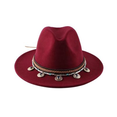 China British Retro Women's Belt Buckle Felt Hat Fashion Woolen Hat Jazz Style Pop Top Hat Casual Autumn Winter Wool Hat for sale