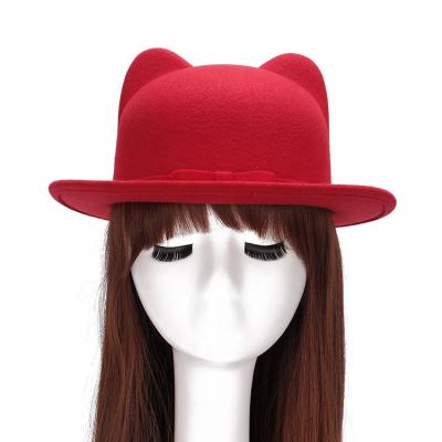 China Fashion Autumn And Winter Bow Car Ear Small Top Formal Hat Imitation Woolen Hat For Women for sale