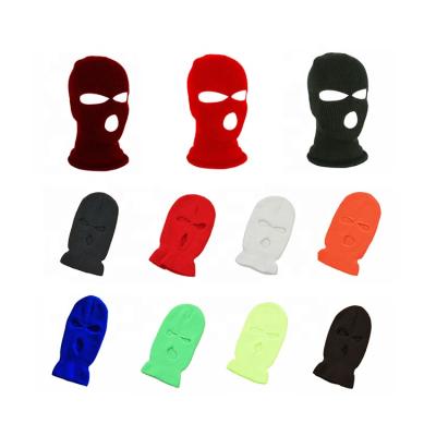 China 2021 Custom Knitted Balaclava Mens Balaclava 3 Hole Embroidery Mask Candy Color Face Hat Neon Pink Ski Mask for sale