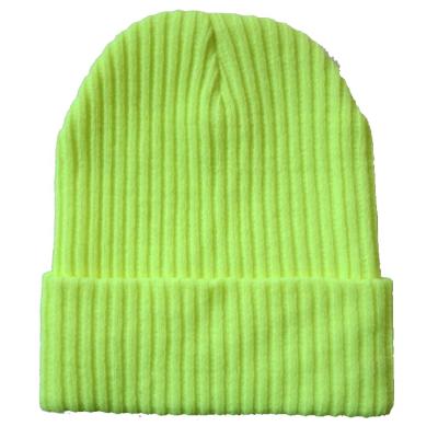 China Hot Selling COMMON Solid Color White Acrylic Wool Knitted Cuff Beanie Hat With Two Sides for sale