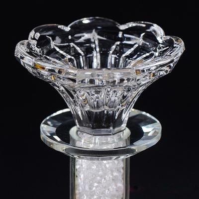 China Nordic European Weddings Group Tall Stick Groove Wedding Ware Table Decoration Tea Light Standing Pillar Set Crystal Candle Holder for sale