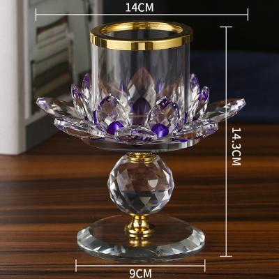 China Europe Crystal Candlestick Decorative Multicolor Lotus Metal Candle Holder Wedding Ware Table Decoration Standing Pillar Set Crystal Candle Holder for sale