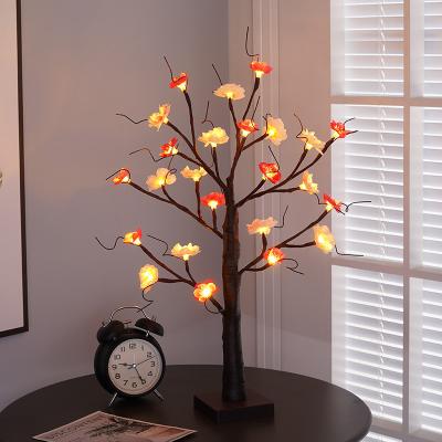 China PVC+Copper wire+LED KD indoor led flower small decorative tree for party Halloween shop restaurant table home decoration for sale