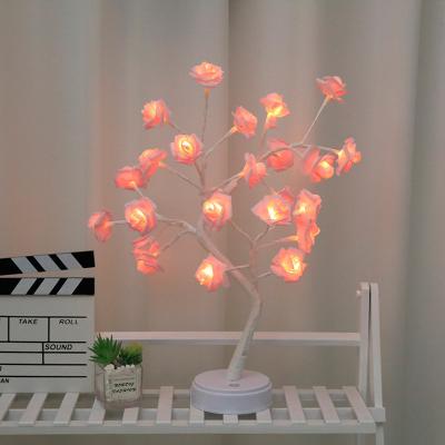 China PVC+Copper wire+LED Table Lamp Flower Rose Lamps Desk Night Lights USB and Battery Operated Gifts for Wedding Valentine Christmas Decoration for sale