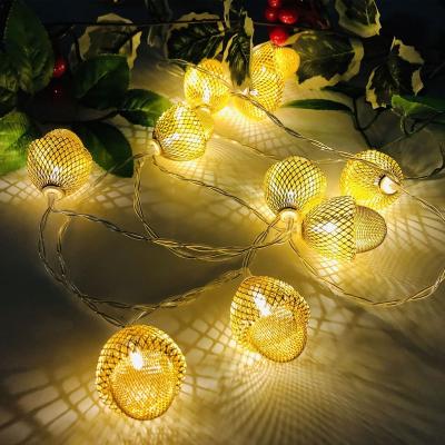 China Christmas Light With Acorn 2023 New Design 10L Iron Acorn Christmas Ornaments Lights For Christmas Wreath Christmas Tree Decorations for sale