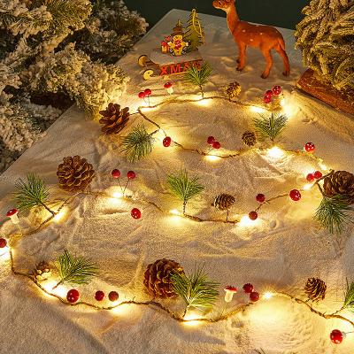 China Christmas Light with Pine Cone Most Popular Holiday Lighting 20L Nature Pine Cone Christmas Fairy Lights New Year Led Christmas String Light for sale