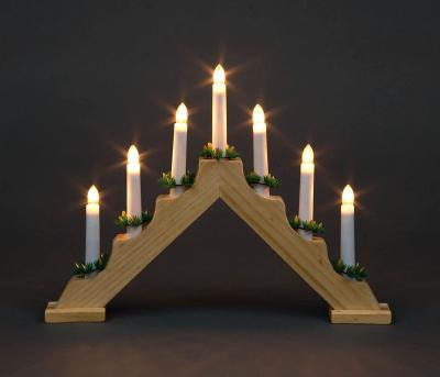 China Traditional Wooden Bridge 7 LED Christmas Candle Light Window Candle Lights Christmas Ornament for sale