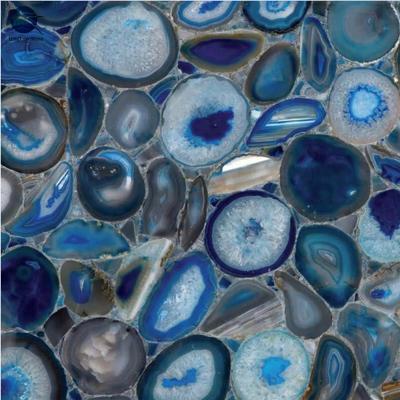 China Blue agate interior gemstone wall background agate stone slab for interior decoration for sale