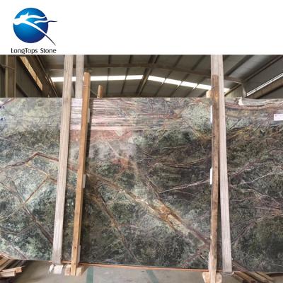 China Indoor Rainforest Natural Stone Onyx Green Marble Slab for sale