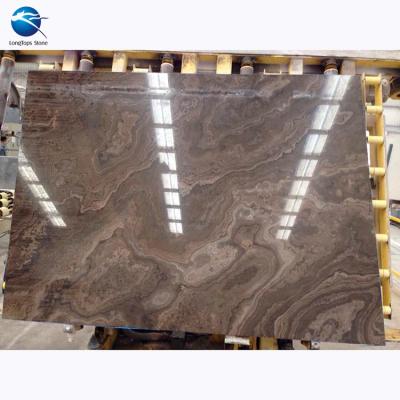 China Fantasy Indoor Brown Gray Wood Vein Marble for sale