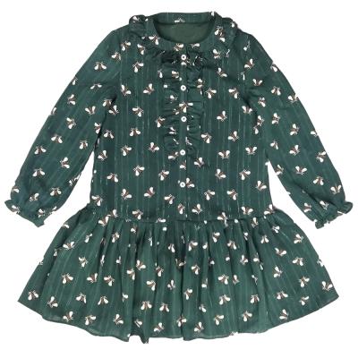 China Casual Girl Year Clothes Jacquard Animal Bee Stripe Ruffle Shinning Kids Dress With Striping Vetements Girl Fall 2021 For Girl for sale