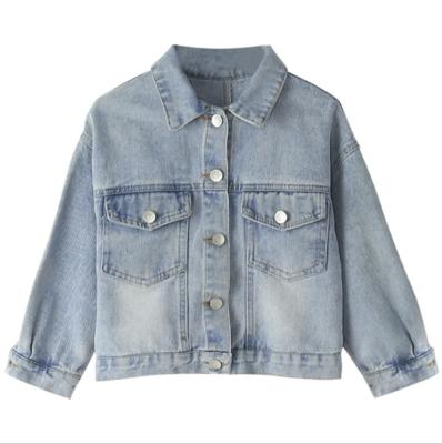 China Without Spandex Girls Denim Jacket New Arrival Autumn Fall Winter Blue Children Coat Shiny Sequins for sale