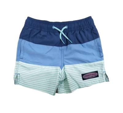 China Breathable Swimwear Polyester Stretch Striped Swim Trunks Lined Mesh Little Boys Mens Board Shorts for sale