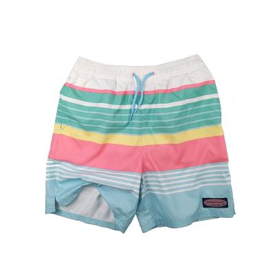 China Breathable Kids Fashion Swimwear Rainbow Stripes Striped Mesh Swimming Shorts Board Shorts for Boys and Men Swim Trunks for sale