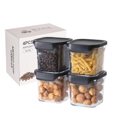 China High Quality Freshness Keeping Kitchen Organization Transparent Easy Locked Plastic PS Canister Airtight Sets With Lid for sale