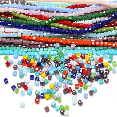 China AB Crystal Crystal Cube Beads Faceted Colorful Square Glass Bead For Crystal Bead Curtain DIY Accessories for sale