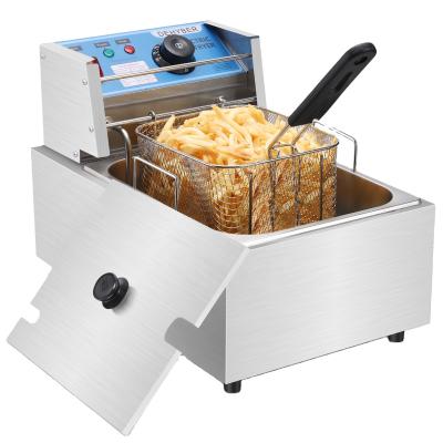 China Easy Operate Commercial Deep Fryer With Basket 1700W 10L Stainless Steel Electric Countertop Double Oil Fryer For Restaurant And Home Use for sale