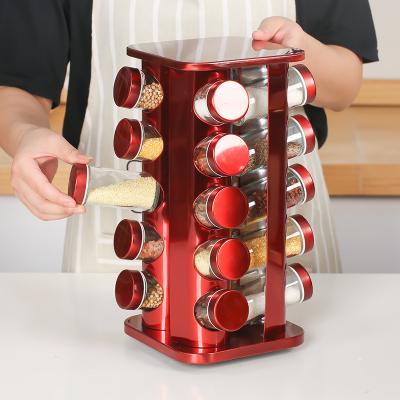 Китай 2022 red food tall 500ml glass14 16 plastic kitchen 20 sustainable seasoning pull out spice jar set with revolving rack drawer organizer продается