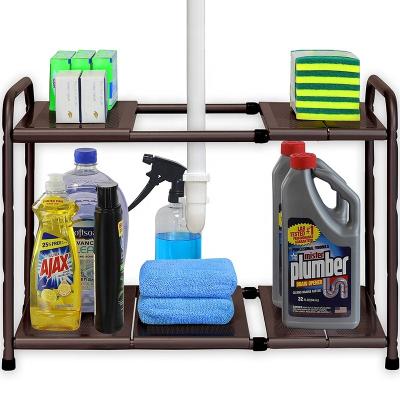 Китай Sustainable Easy To Install Stackable Metal Storage Racks Bathroom Kitchen Sliding Drawer Organizers Under Sink Storage Rack продается