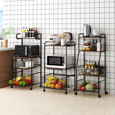 Κίνα Multi-Functional Sustainable 2 Tier Stainless Steel Rotary Oven Rack With Wheel Organizer Rack Kitchen Storage Microwave Oven Rack Shelf προς πώληση