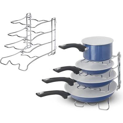 中国 2021Dish New Kitchen Buffet Pot Lid Storage Rack Metal Pot Dish Rack Viable Size Adjustable Pot Rack Holder and Organizer 販売のため