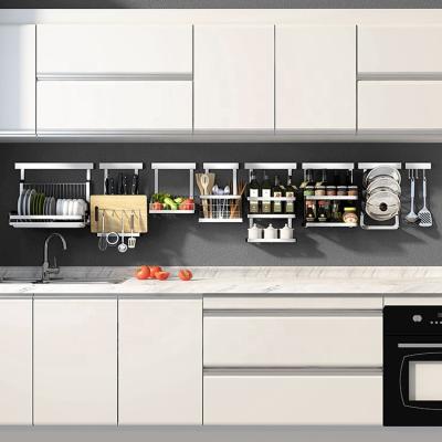 Κίνα 201 Stainless Steel Storage Rack Package Household Kitchen Durable Punched Free Wall Mounted Items προς πώληση